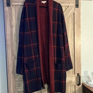 Plaid cardigan duster